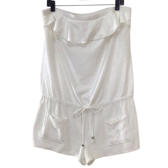 Jenni By Jennifer Moore White Terry Romper Size Large NEW - Picture 1 of 3